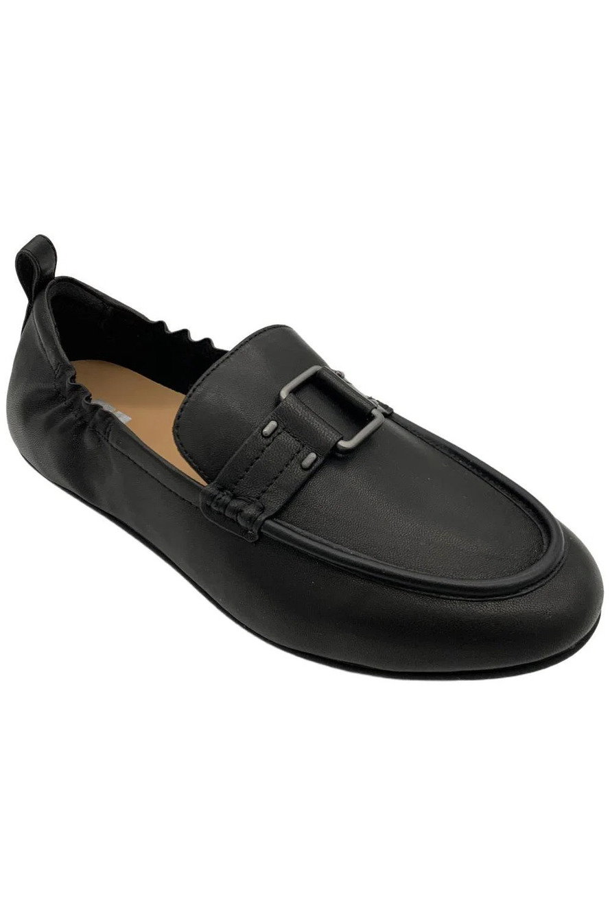 FitFlop Women's Allegro Stud-Buckle Leather Loafers Stone Black - Medium